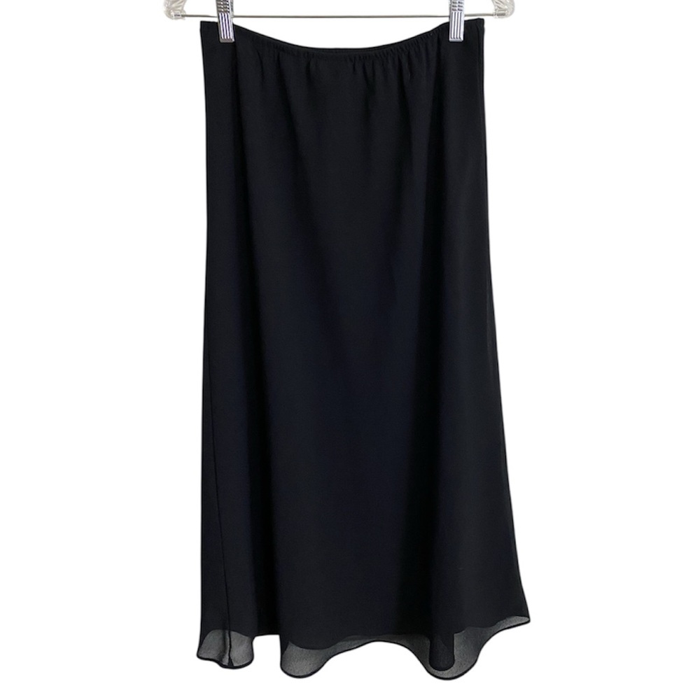 VTG JBS Ltd Black Maxi Skirt Medium Chiffon Sheer Overlay Y2K Whimsigoth Fairy